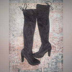 Grey over the knee boots!